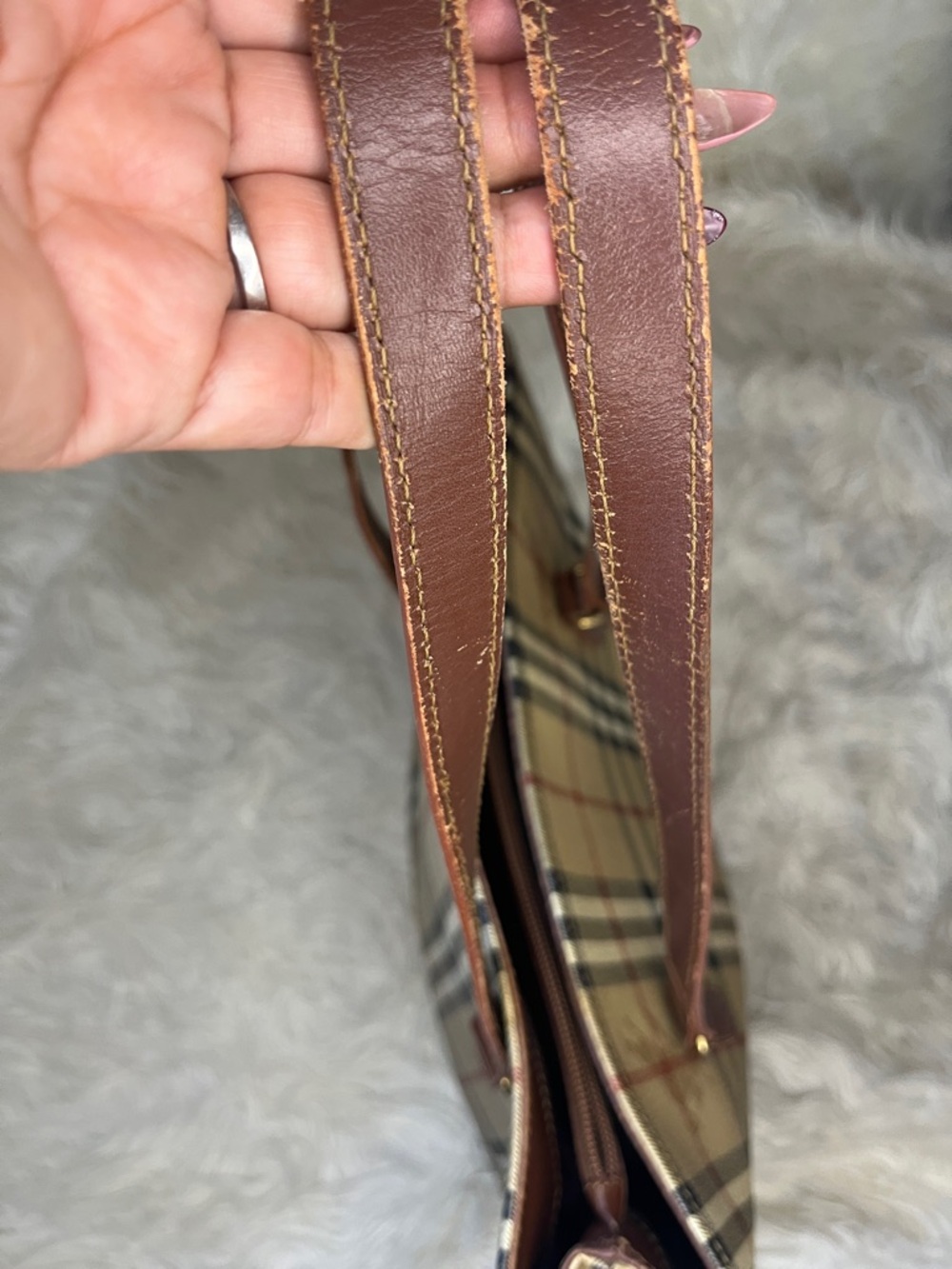 Vintage Burberry Haymarket check coated canvas tote - Picture 5 of 16